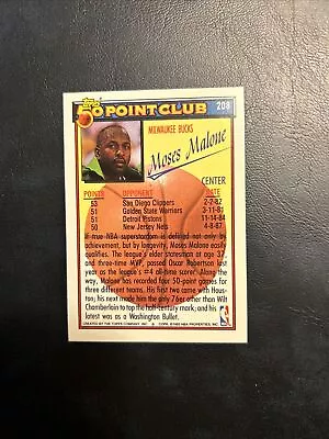 C55d 1992/93 Topps #208 Moses Malone Milwaukee Bucks 50 Point Club • $1.29