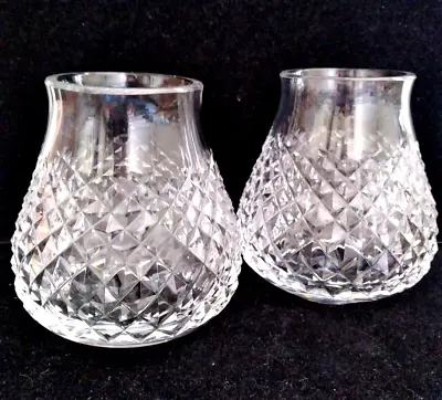 Pair Waterford Crystal Alana Cut Globe Hurricane Lamp Replacement No Base Signed • $49.99