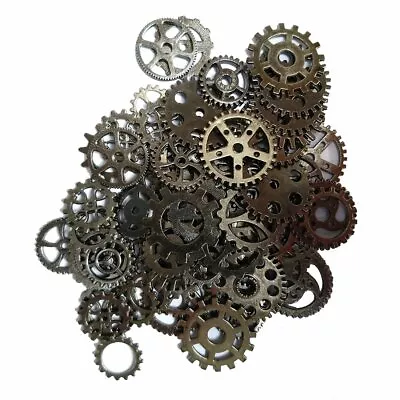 10 Clock Gears Cogs Parts Black Gunmetal Metal Steampunk Supplies Assorted Lot • $4.88