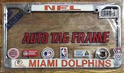 VTG METAL 90s MIAMI DOLPHINS LICENSE PLATE AUTO TAG FRAME BRACKET HOLDER VANITY • $40