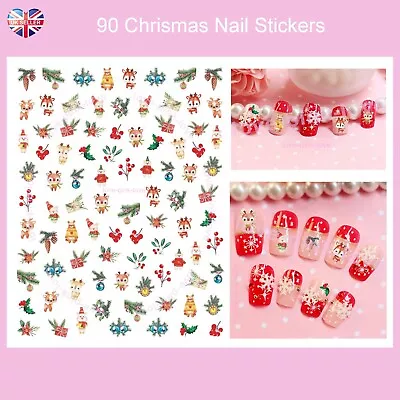 🌸🎄⛄CHRISMAS 90 3D Nail Art Stickers Decals Transfers Kawaii UK SELLER⛄🎄🌸 • £2.99