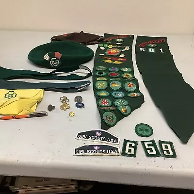 Vintage Girl Scout Merit Badge Sashes Hats Pins Patches Eversharp • $25