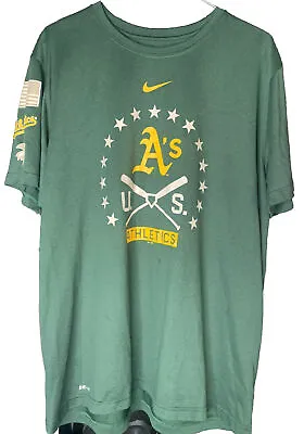 Nike Oakland Athletics A’s Shirt Adult XL Green Short Sleeve Dri-Fit Mens • $12