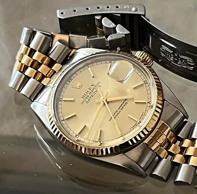 Vintage 1966 Rolex Datejust 16013 Men’s 36mm 18k Gold Rare Collector’s Watch • £4250