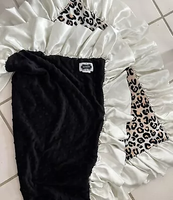 Mud Pie Leopard / Black Baby Blanket Nursery 22”x 26” Minky With 4” Satin Ruffle • $21.99