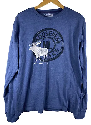 Moosehead Lake Maine T Shirt Size Large Mens Graphic Blue Long Sleeve Knit • $17.99