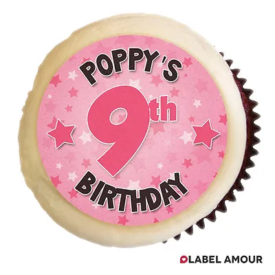 24 Personalised Edible Stars Cupcake Cake Toppers Birthday Party | Name Age • £2.29