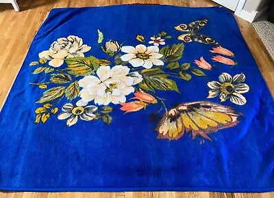 Vintage Cobertor Pilar Mexico Reversible Fleece Blanket Blue/Floral - 85  X 82  • $29.99