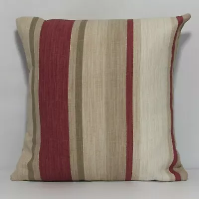 Handmade Cushion Cover In Laura Ashley Awning Stripe Raspberry &  Lichen • £16.99