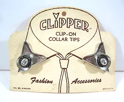 Vintage Clipper Rhinestone Cowboy Hats Silvertone Collar Tips Original Display • $24.99