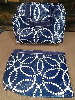 Mixed Bag Designs Blue/White Travel Cosmetic Bag With Small Matching Pouch • $30