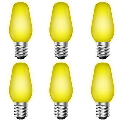 Luxrite C7 LED Yellow Light Bulb For String Lights 0.5W E12 UL Outdoor 6 Pack • $11.95