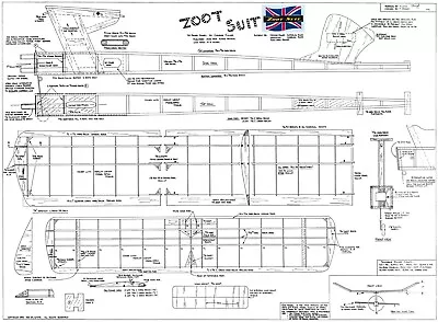 Zoot Suit 1954 Pylon Free Flight Power Model 57 1/2  Span Plans • £6.62