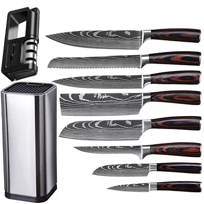$25.99 • Buy Japanese Kitchen Knives Set Damascus Pattern Sharp Cleaver Santoku Chef Knife AU