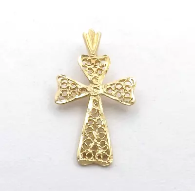 Michael Anthony 14K Gold Filigree Cross Charm Pendant Diamond Cut • $84.55