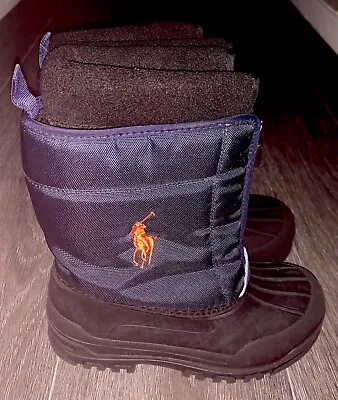 Ralph Lauren Boys Blue Black Logo Zip Up Warm Snow Boots Size Uk 13 • £16.99