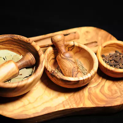 BeldiNest Olive Wood Nested Spice Bowls- Handmade Wooden Bowls For Cooking  • £28.91