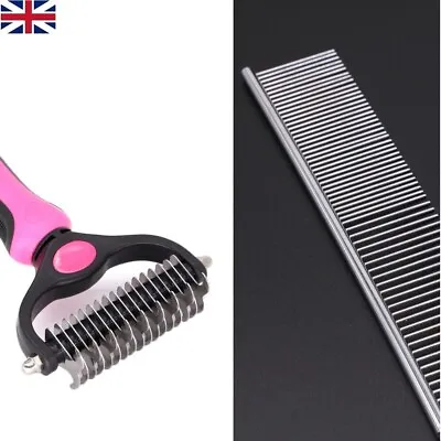 £5.99 • Buy Dog Undercoat Rake Brush For Large Dogs Grooming Dematting Deshedding Comb