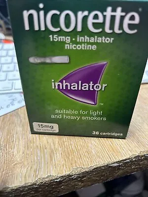 £14 • Buy Nicorette Inhalator 15mg Nicotine 36 Cartridges Pack Light Heavy Smokers Quit
