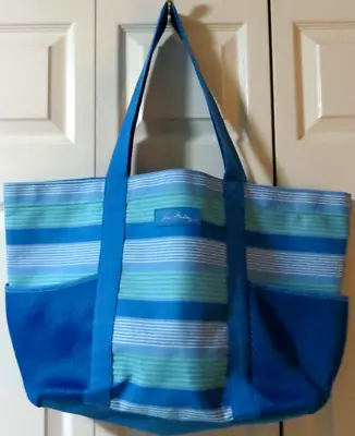 Vera Bradley Lighten Up Large 23  Family Tote Bag In Tonal Blue Stripe • $28