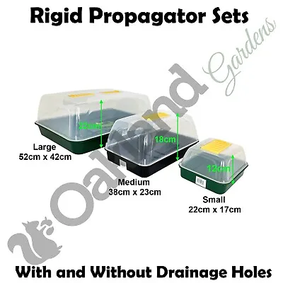 Vented Propagator Seed Tray Set Cover Lid 22cm 38cm 52cm Solid Rigid Gravel Tray • £6.95