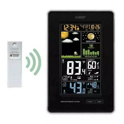 La Crosse Technology 308-1425B-INT Wireless Color Forecast Station - Black • $54