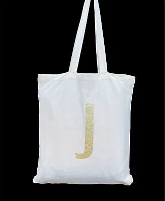 ☘️ Eco Calico 100% Cotton Shopping Long Handles Gold Printed Metallic Bags • £2.99
