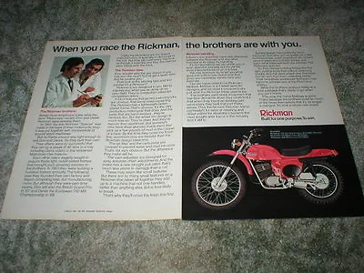 1973 RICKMAN Brothers ENDURO Cycle Ads : R125SD Six Day Enduro 125  250 Metisse • $9.50