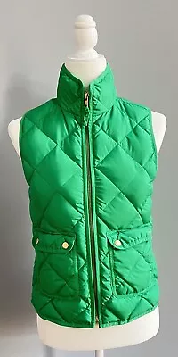 Womens J.Crew Down Fill Zip Puffer Vest Kelly Green Size PXS Pockets • $22.91