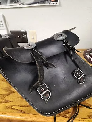 Motorcycle Leather Saddle Bags Metric Harley Chopper Bobber Cruiser 10774 • $75