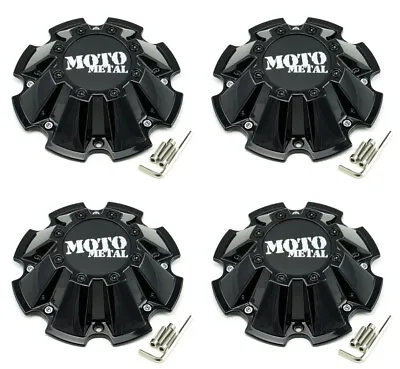 4x NEW Moto Metal Gloss Black Wheel Center Caps W/ Screws 5/6/8 Lug MO962 MO200 • $124