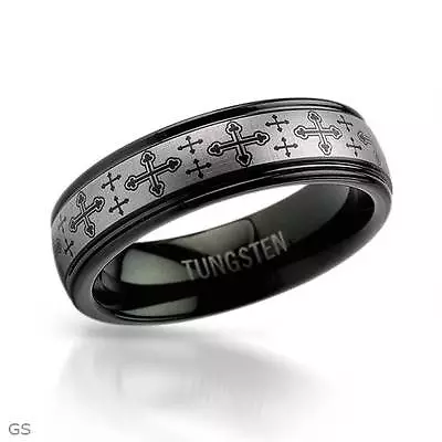 Charming Gentlemens Cross Band Ring Made Of Tungsten • $39.99