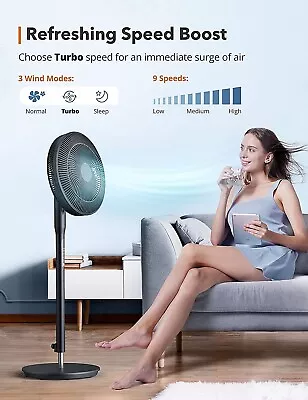 £79.99 • Buy Pedestal Fan, Oscillating Standing Fan With Remote Control, Quiet 9 Speed Levels