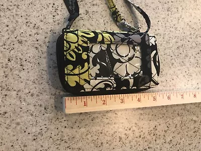 Vera Bradley  Black And Yellow Wristlet Wallet Change Purse ID Holder • $7