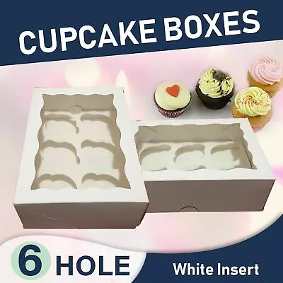 Cupcake Boxes 6 Hole 10 Pk Window Face Cake Boxes Cake Boards Wedding Party Box • $14