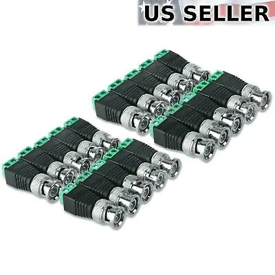 Male Coax CAT5 Coaxial BNC Cable Connector Adapter Camera CCTV Video Balun LOT • $8.99