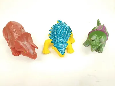 Lot Of 3 Plastic Dinosaurs Playskool Mattel - Triceratops 1988 • $9.99