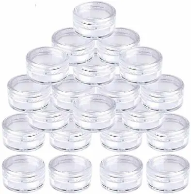 Small Empty Clear Plastic Sample Travel Jar Containers Round Cosmetic Makeup Pot • £2.75