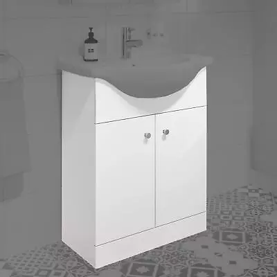 Bathroom Vanity Unit Floor Standing 650mm Matte White Flat Pack No Basin • £94.99