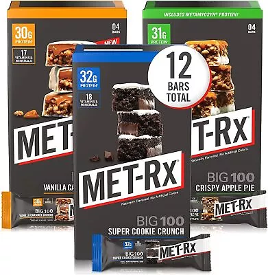 MET-RX Big 100 Protein Bars Variety Pack Meal Replacement 3 Flavors 12 Count • $50.83