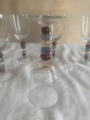 Vintage Wine Glasses Set Of 6 Multicolor Ball Stem • $80