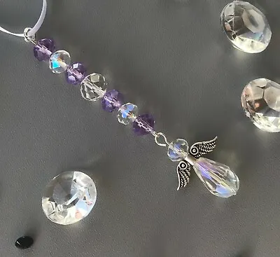 £3.79 • Buy Hanging Decoration - Guardian Angel With Violet Crystal Beads (June Birthstone)