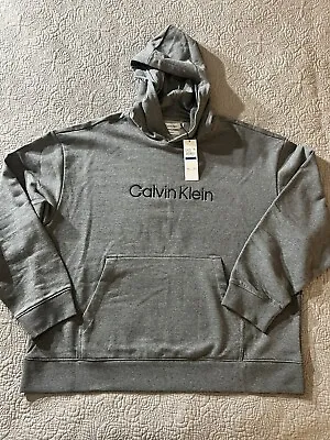 Calvin Klein Grey  XL Relaxed Fit Embroidered Logo Men's  Hoodie Sweatshirt • $34.99