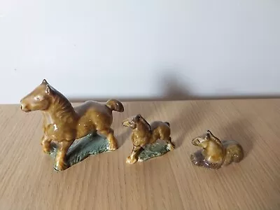 Wade Whimsies Shire Horses Set Of 3 Vintage Ornaments • £12.50