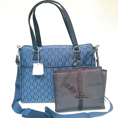 Brand NEW Oroton Nappy Diaper Baby Bag Tote Handbag Navy Leather Canvas • $195