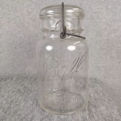 Vintage Ball Ideal Mason Quart Jar With Clear Glass Lid And Wire Bale • $8