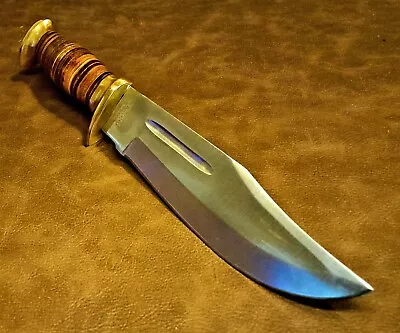 Marbles MR556 11.5  Stacked Leather Stag Hunter W/Full Tang Leather Sheath • $29.73