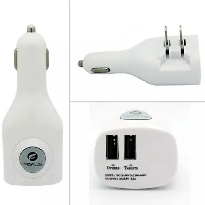 $14.50 • Buy 2-IN-1 CAR DC HOME WALL TRAVEL CHARGER POWER ADAPTER 2-PORT USB For CELL PHONES