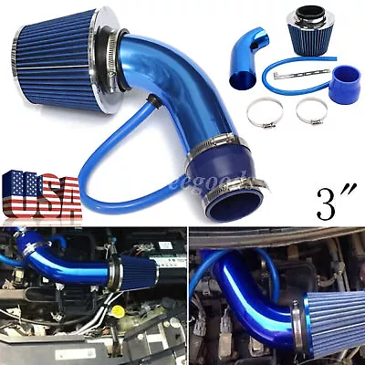 Car Cold Air Intake Filter Induction Kit 3  Pipe Aluminum Power Flow Hose System • $23.57