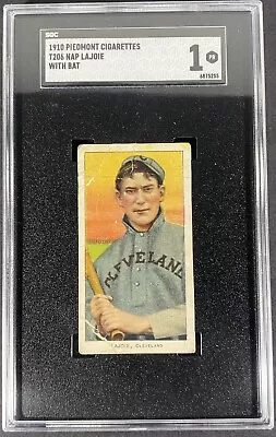 1910-1911 T206 Piedmont 350/25 Nap Napoleon Lajoie W/ Bat SGC 1 Nice Color • $524.99